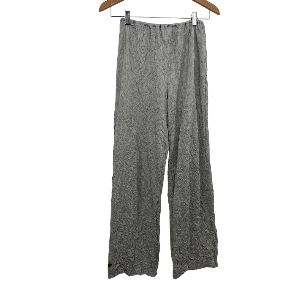 Babette San Francisco Pants Womens XS Green Crinkled Wide Leg Elastic Waist